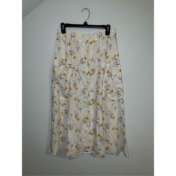 Women’s Linen Blend Sunflowers/Daisy summer midi skirt 6 - Picture 2 of 9